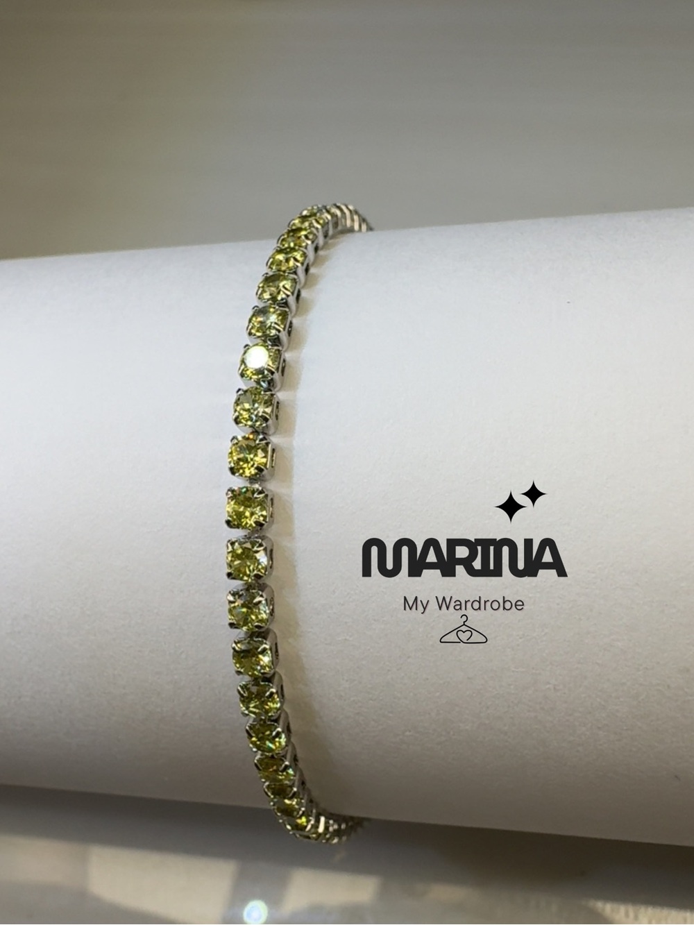 MARINA Women’s Lime Green Tennis Bracelet - Elegant Crystal Line Bracelet